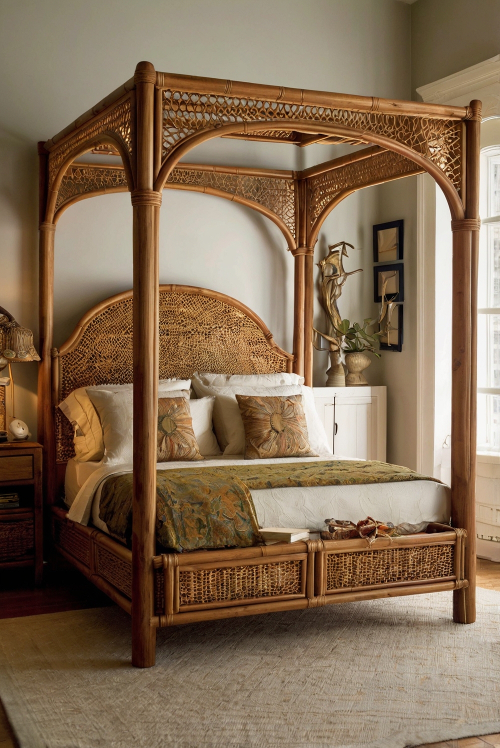 canopy bed, luxury bedroom, elegant furniture, bedroom decor, wooden furniture, bedroom design, bedroom style