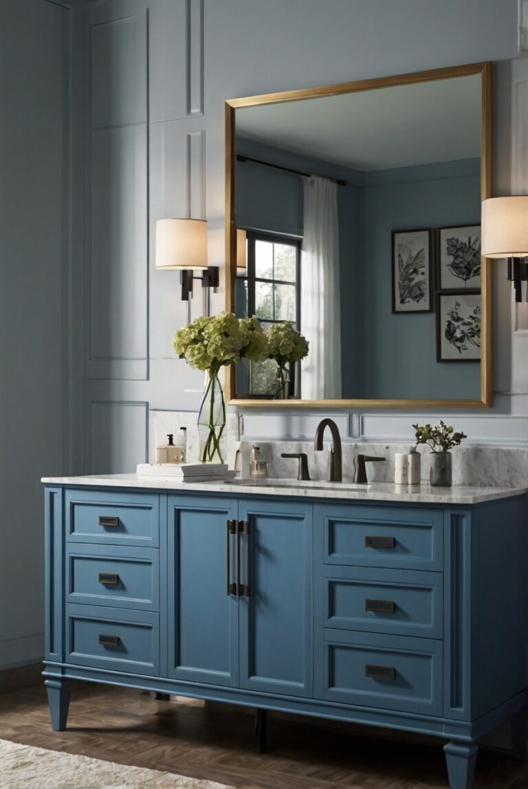 A Touch of Sophistication: Blue Vanity with Black Hardware