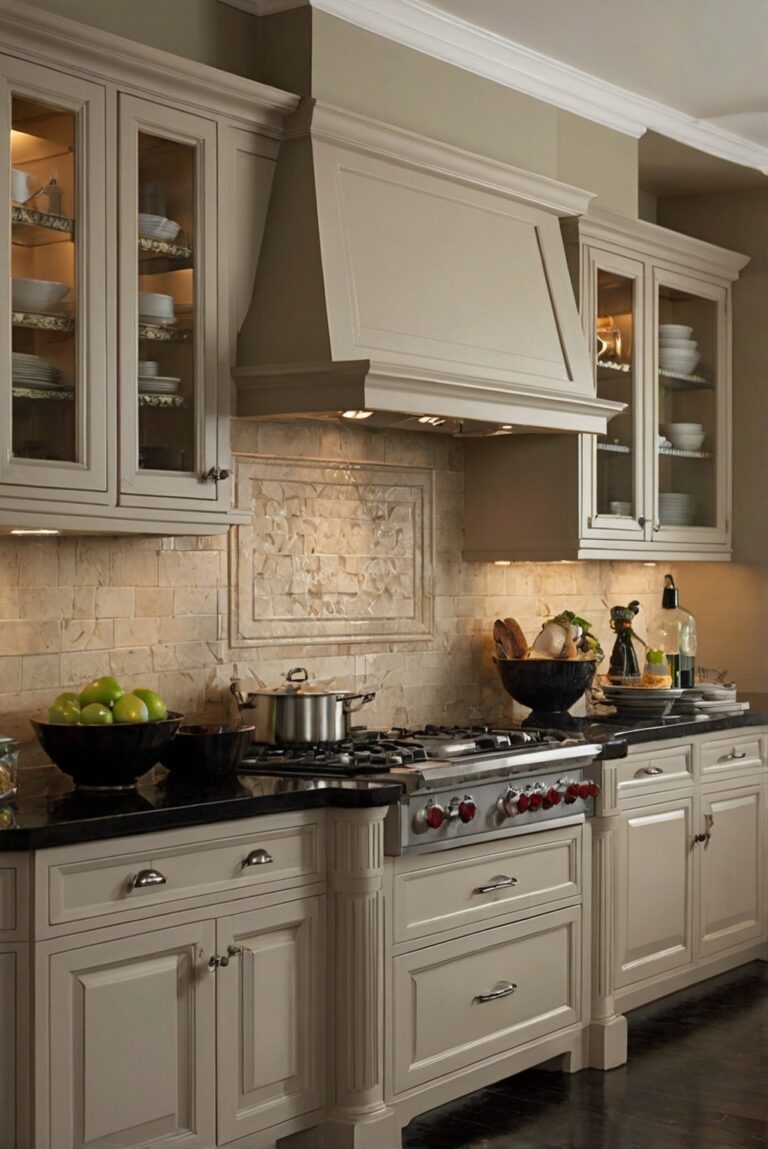 Achieving a Timeless Look: Greige Kitchen Cabinets with Black Countertops