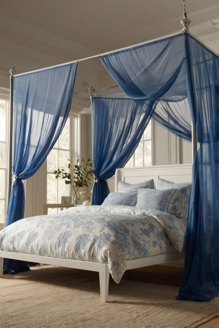 Create a Dreamy Bed Canopy with Modern White and Blue.