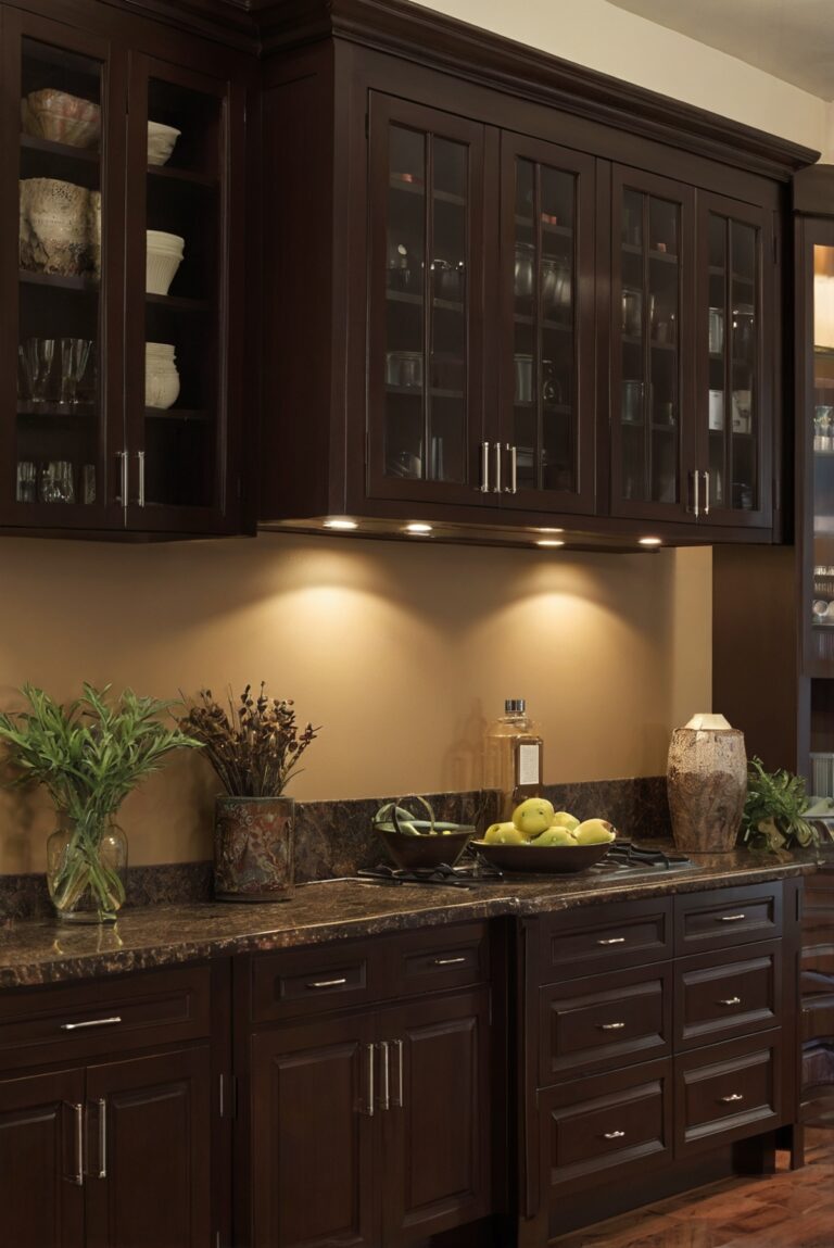 Earthy Elegance: Creating Warmth with Dark Brown Paint and Cabinets