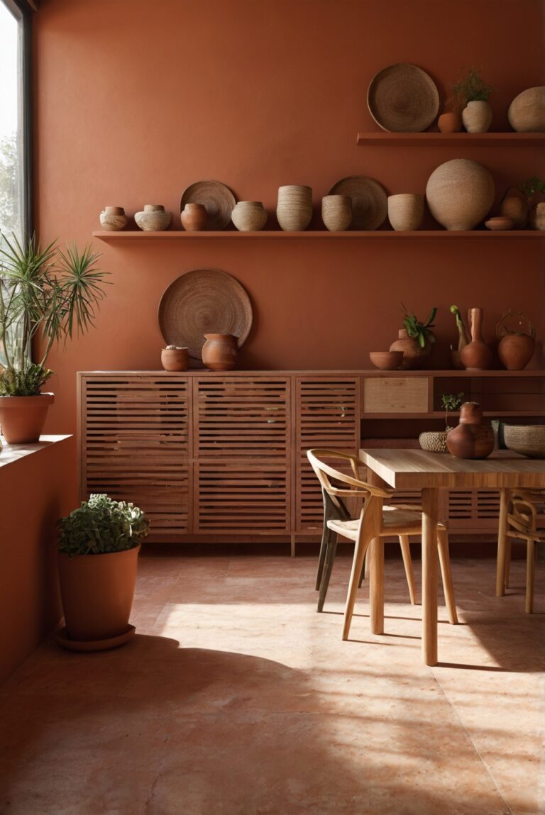 Earthy Escape: Terracotta Walls and Cabinets