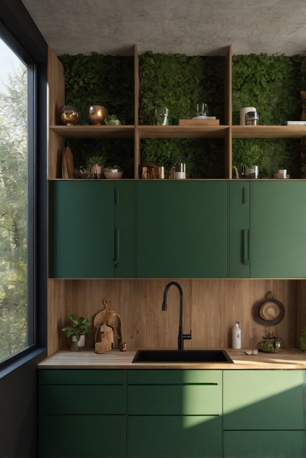 Forest Fantasy, Green Cabinets, Natural Retreat, Green Walls, Home Decorating, Interior Design, Kitchen Designs