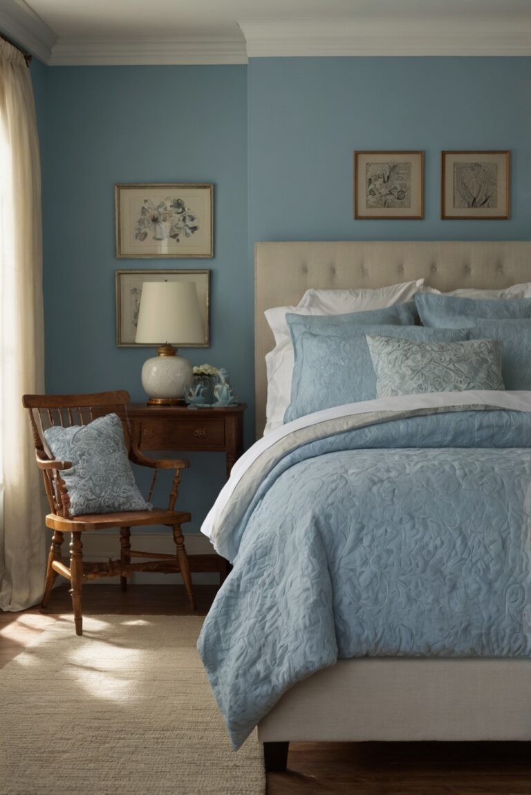 How can I create a tranquil bedroom with Benjamin Moores blue shades?