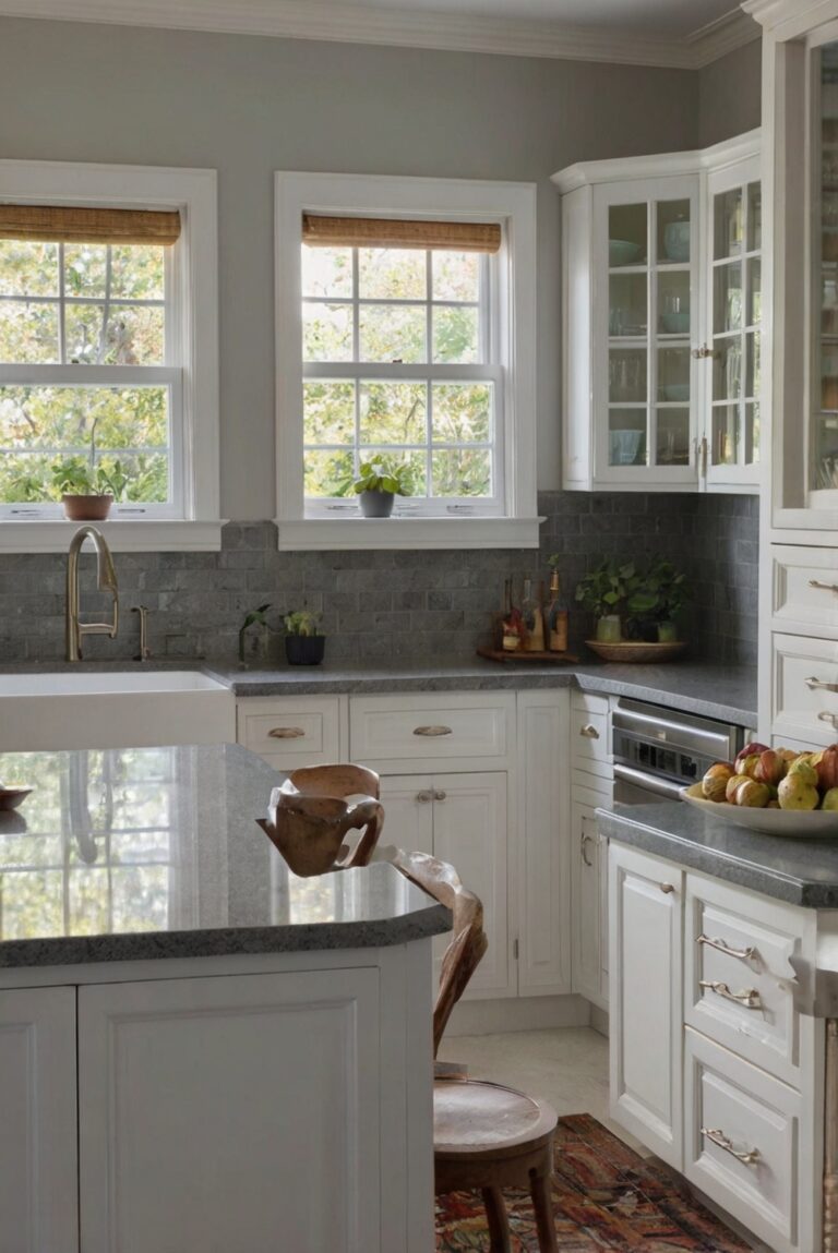 How can I style gray countertops to complement white cabinets?