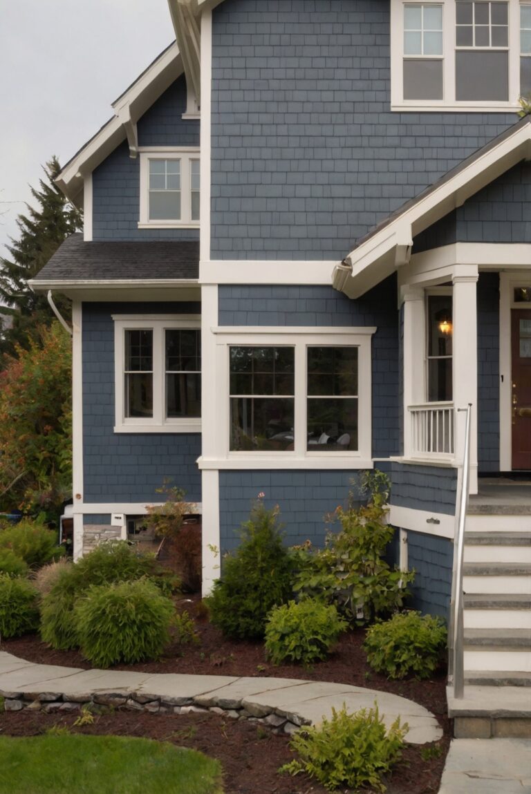 How does Benjamin Moores Olympic Mountains complement exteriors?