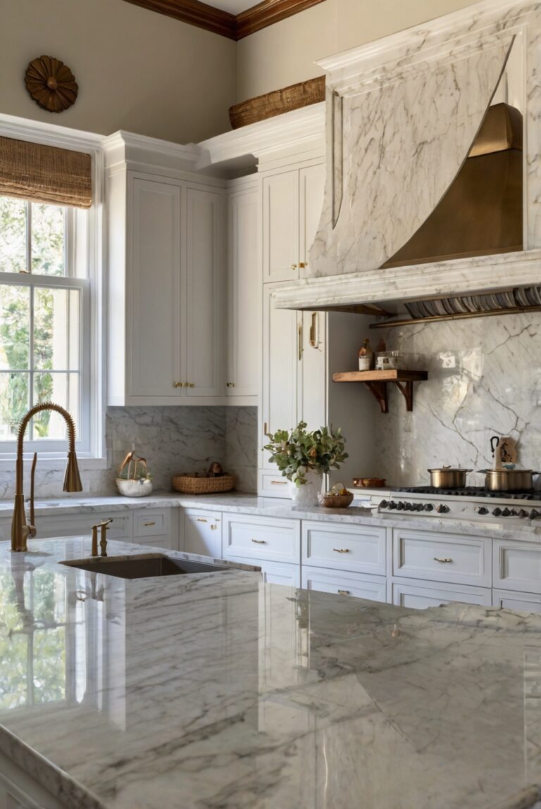 Marble Majesty: Elevating Your Kitchen with Taj Mahal Countertops and White Dove Cabinets