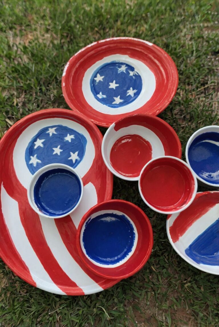 Patriotic Memorial Day Crafts with Red, White, and Blue Paint.