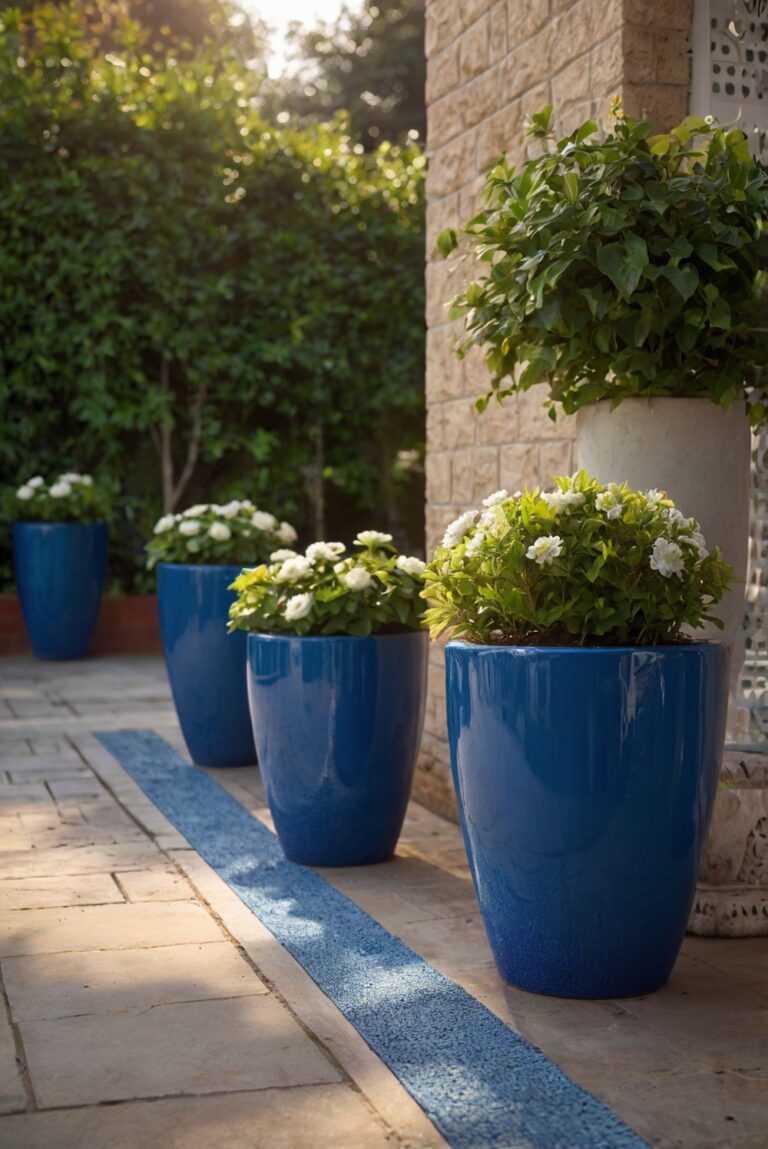 Refresh Your Patio with Potted Flowers in Blue and Green.