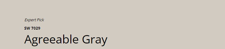 Sherwin Williams Agreeable Gray (SW 7029)
A versatile, warm gray that pairs seamlessly with White Dove cabinets and Taj Mahal countertops, creating a stylish and balanced look.