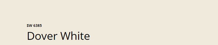 Sherwin Williams Dover White (SW 6385)
A soft, warm white with beige undertones, offering a cozy and inviting contrast to Naval, perfect for creating a classic kitchen look.