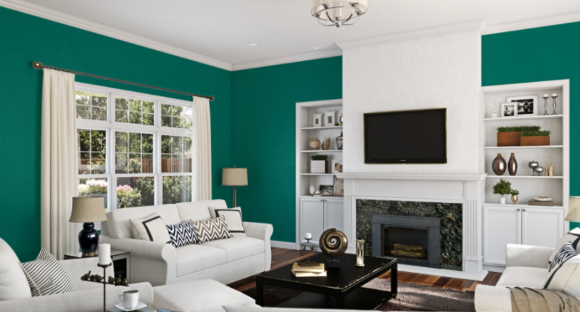 Sherwin Williams Poseidon (SW 6762)
A deep, calming blue-green that evokes tranquility and sophistication. Its rich, muted tones provide a serene backdrop, perfect for creating an elegant and restful environment.