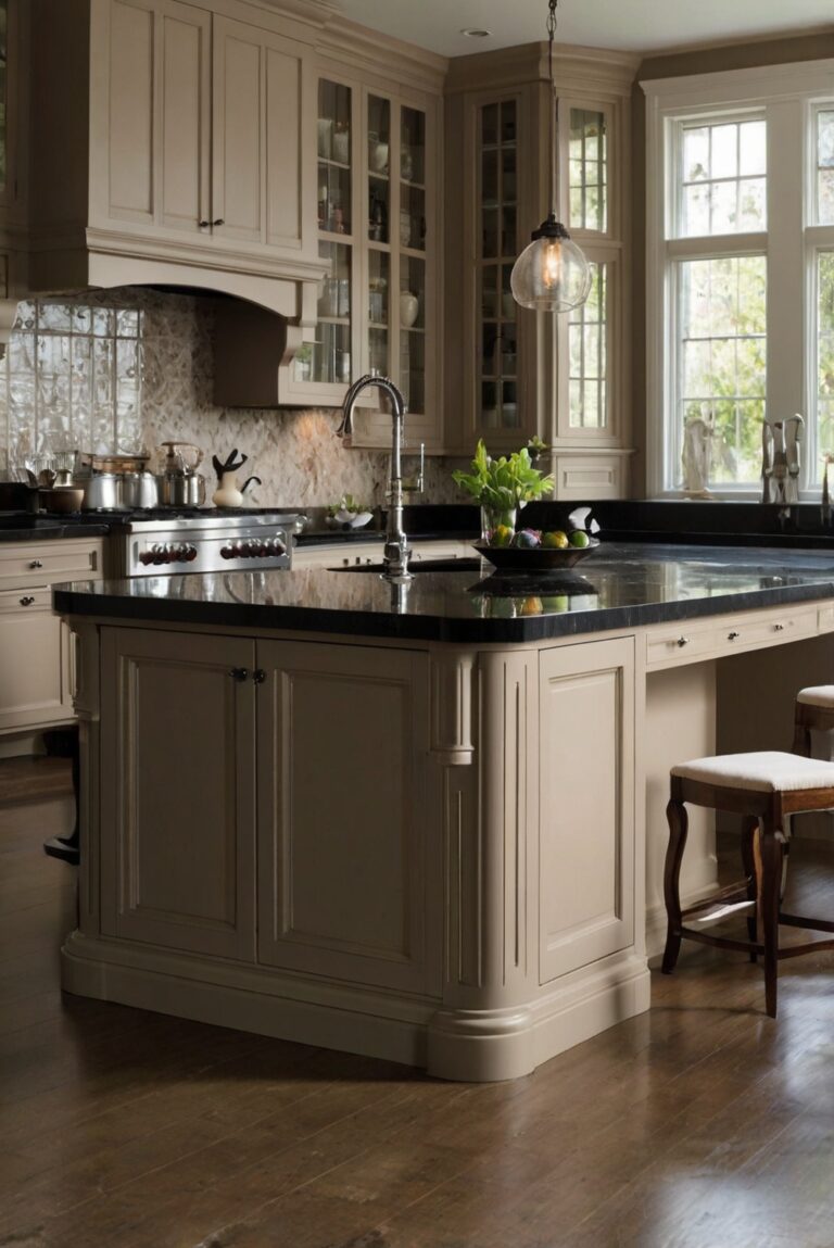 Taupe Cabinets with Black Countertops: A Classic and Elegant Kitchen Design