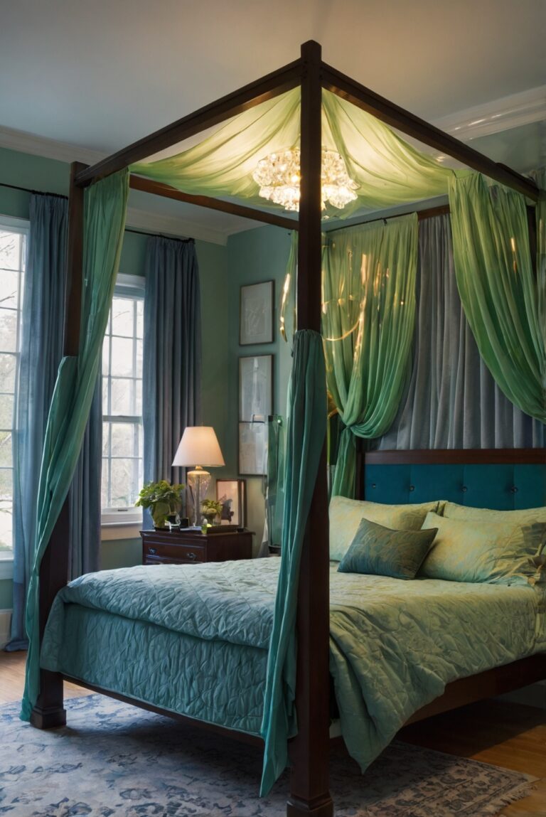 Transform Your Bedroom with a Green and Blue Canopy.