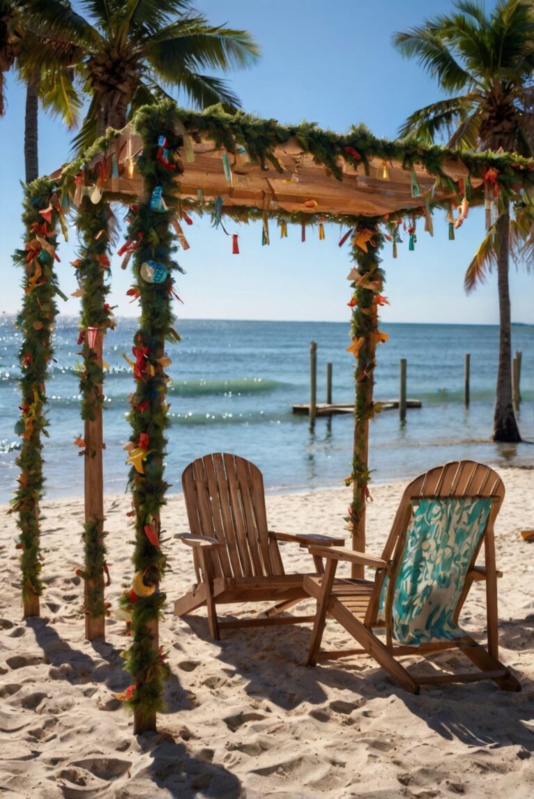 What are some creative ways to decorate with beach-themed Christmas garland?