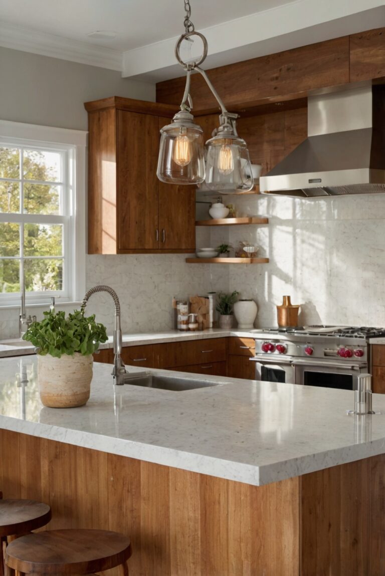 What are the best ways to pair white countertops with wood cabinets?