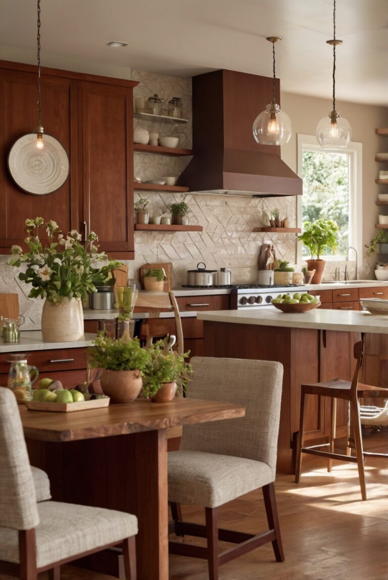 how to lighten up a kitchen with cherry cabinets