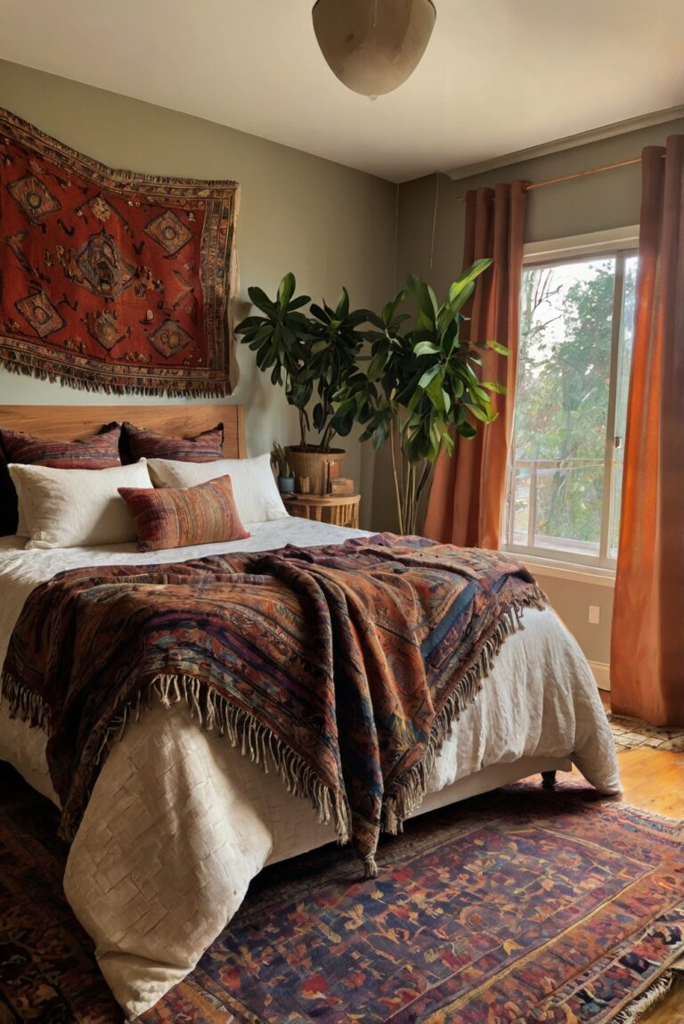 how to place an area rug in bedroom