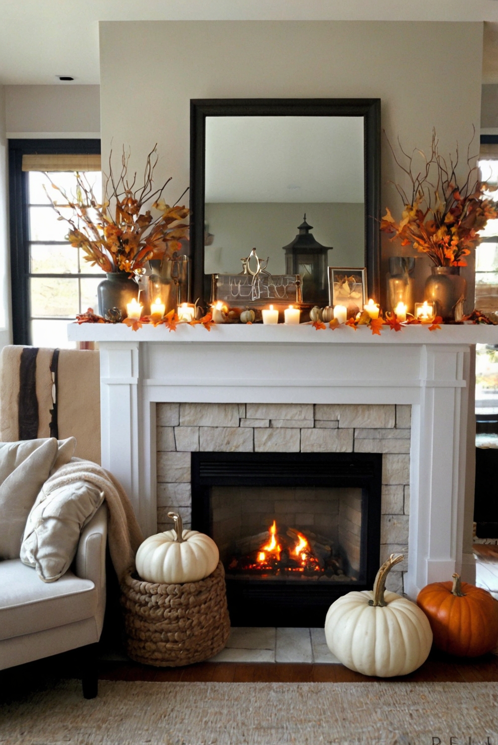 fall mantel decorations, autumn mantel ideas, seasonal fireplace decor, cozy autumn home, fall living room decorations