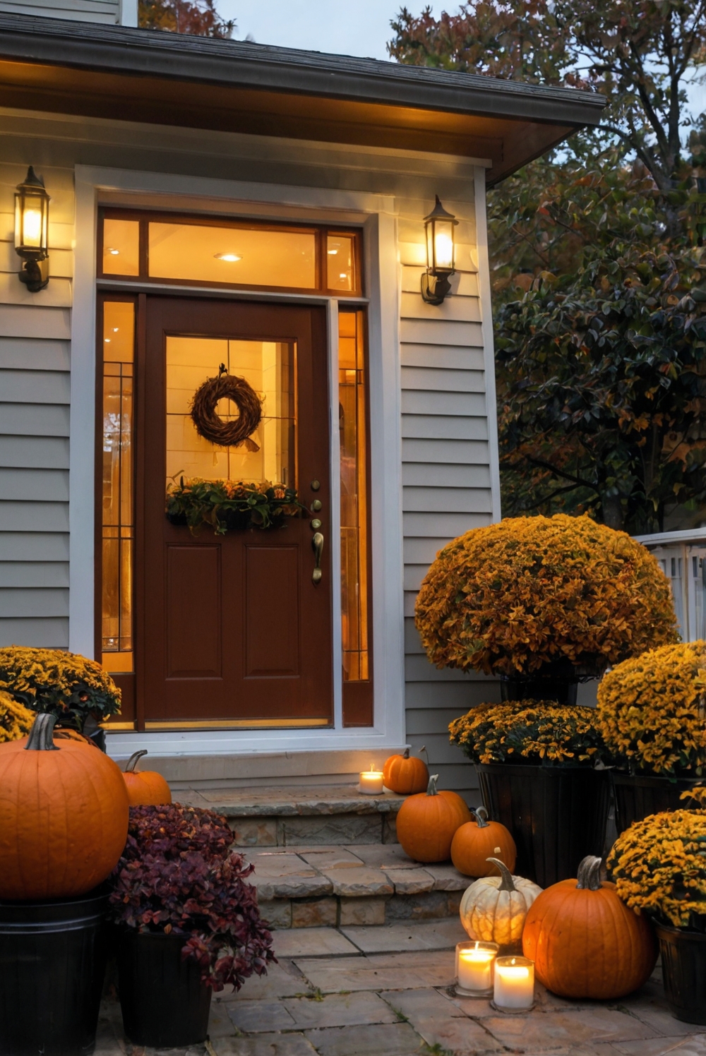 porch decoration, seasonal decor, outdoor styling, autumn inspiration, cozy entrance