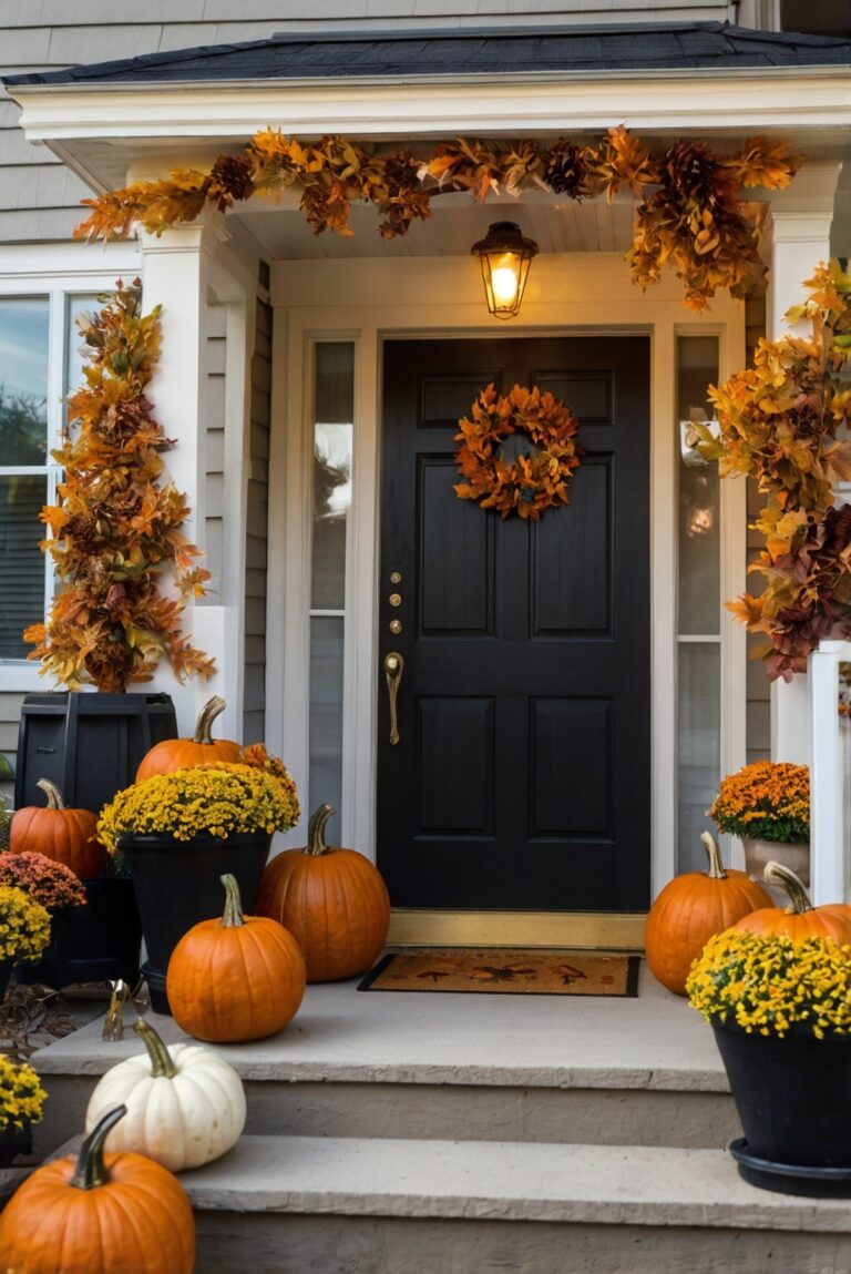 fall porch decor, autumn porch decor, front porch decor, seasonal porch decor, cozy fall porch