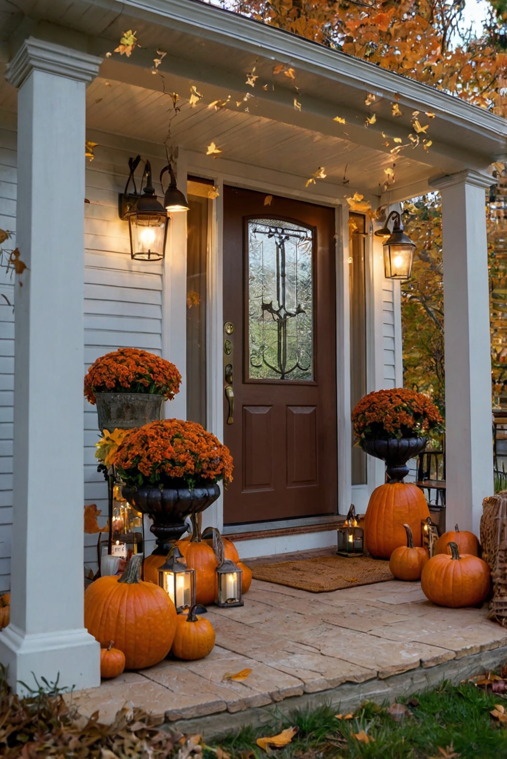 Fall decorating ideas, Fall porch styling, Seasonal outdoor decor, Autumn porch makeover, Rustic fall decorations