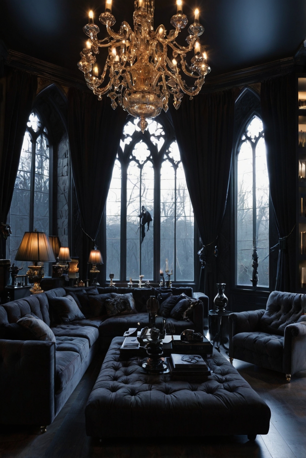 gothic interior design, gothic home decor, gothic-inspired furniture, dark gothic rooms, bold gothic interiors