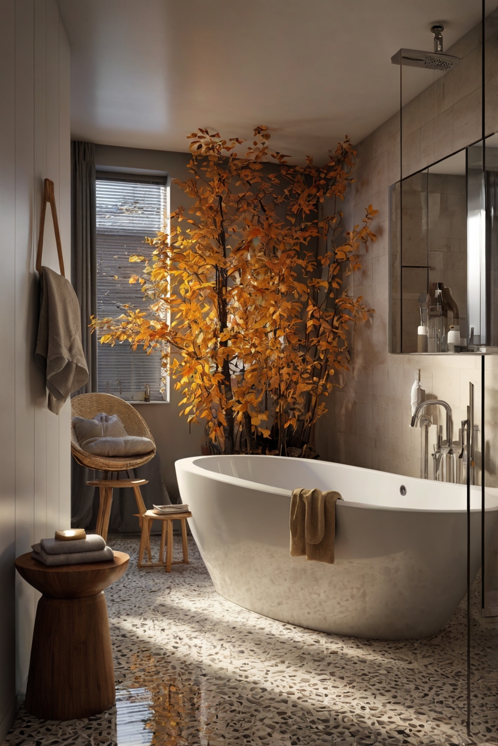 Fall bathroom decor, Fall home decor, Bathroom makeover ideas, Bathroom design tips, Luxury bathroom decor, Elegant bathroom decor