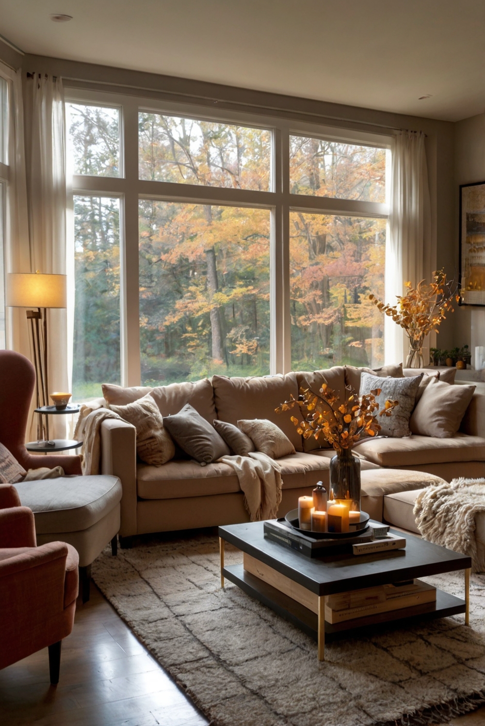 fall living room decor, autumn home decorations, cozy fall living room, fall home decoration, fall decor tips