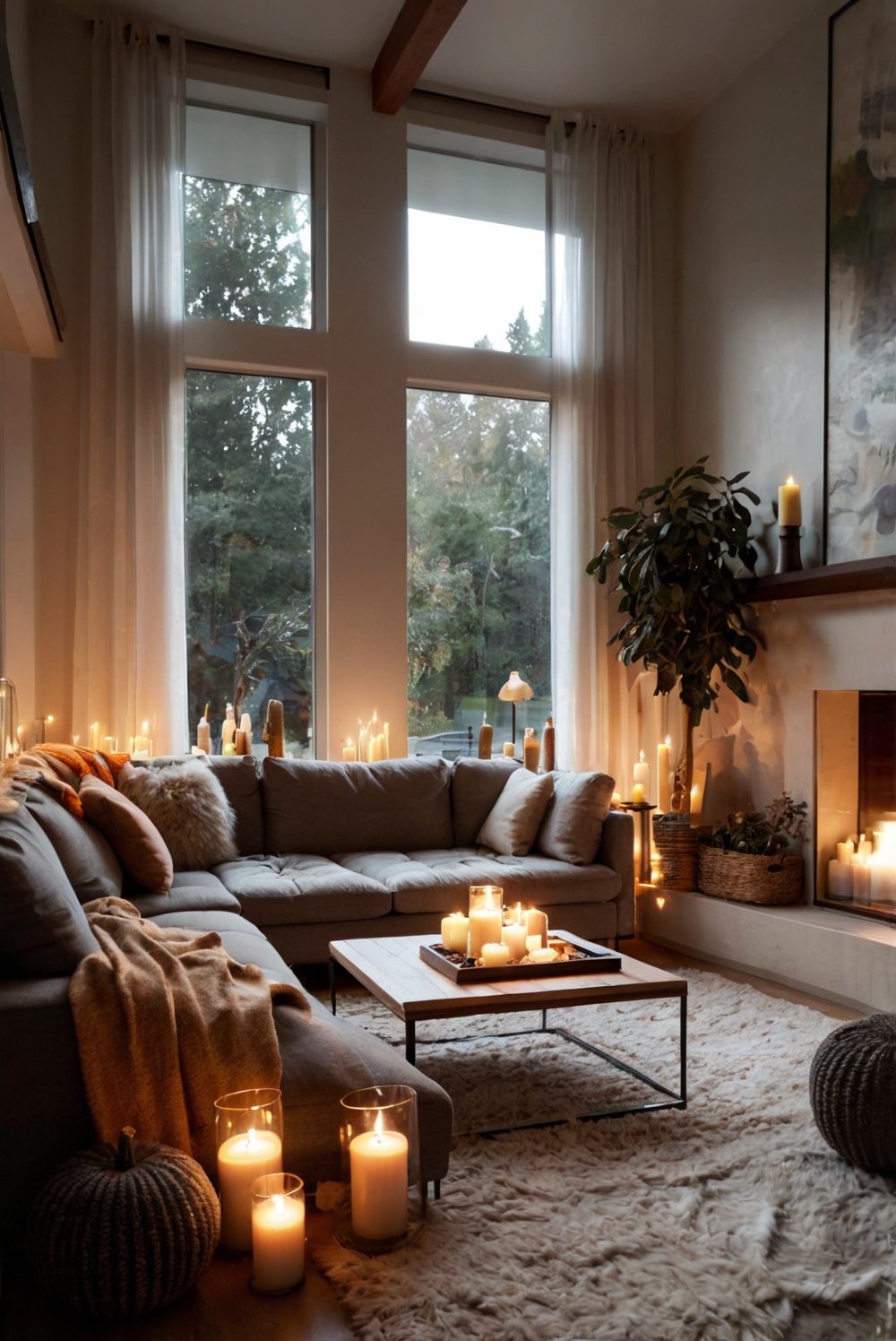 living room design , home decor , cozy living room , fall decor , seasonal decor