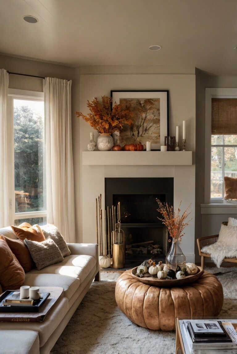 fall home decor, autumn living room ideas, cozy living room decor, fall decorating ideas, autumnal living room