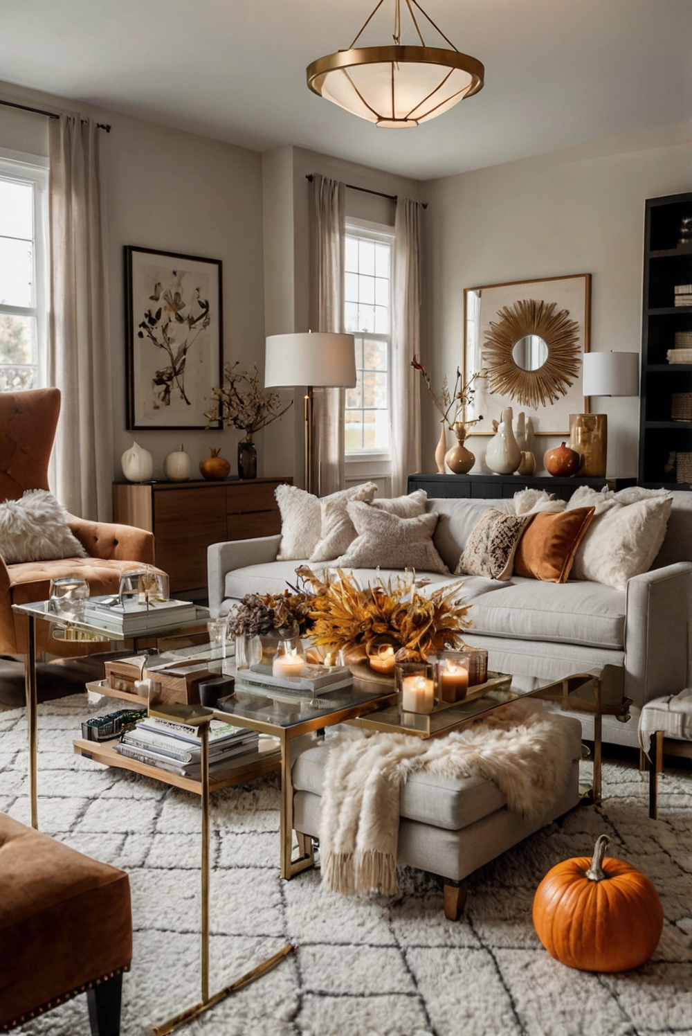 fall home decor, autumn living room, cozy fall decor, stylish fall decor, fall interior design