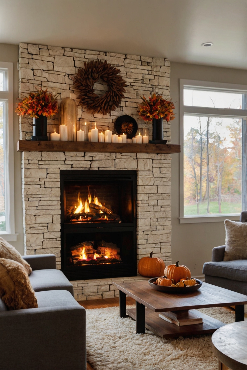 mantle decor ideas, mantel decoration tips, cozy autumn mantle, TV mantle design, seasonal home decor