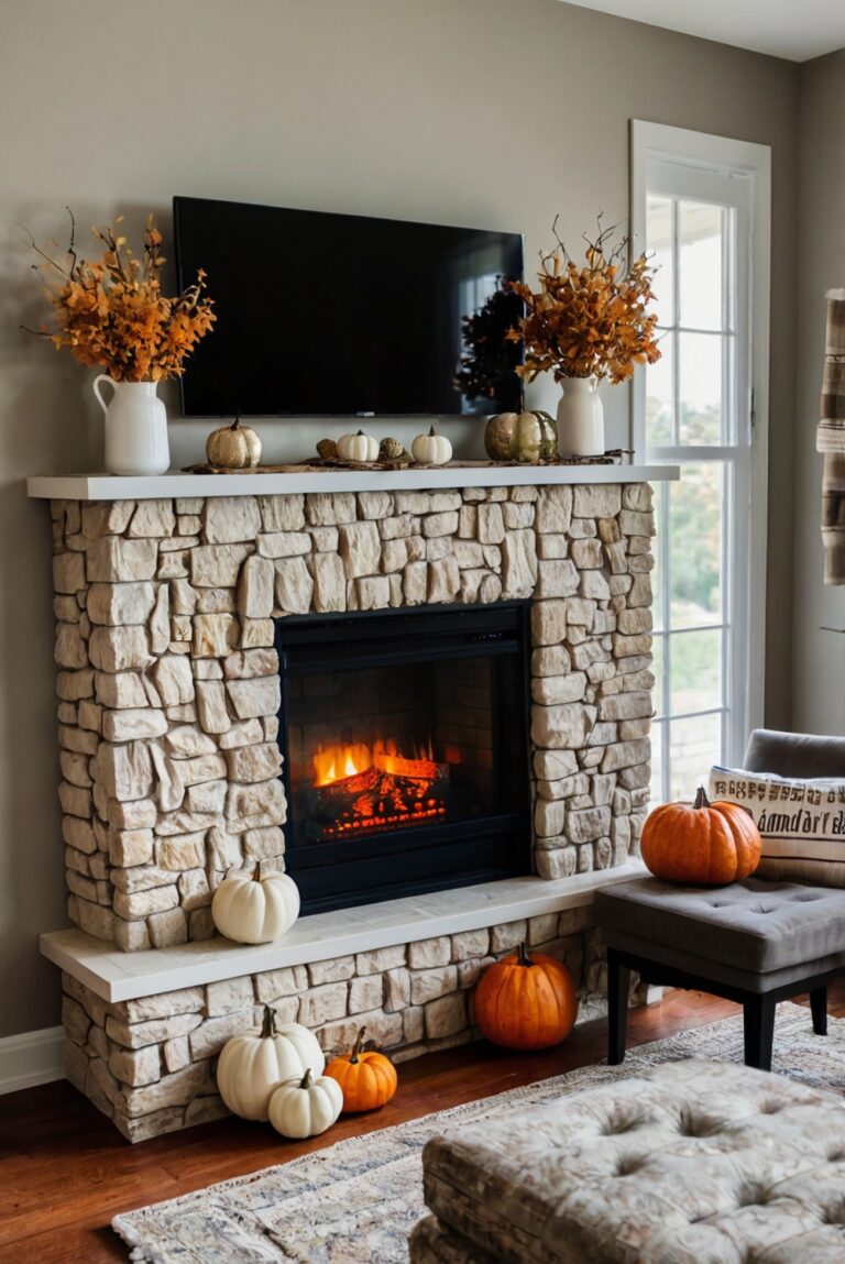 5 Stylish Fall Mantel Decor Ideas with TV Setup