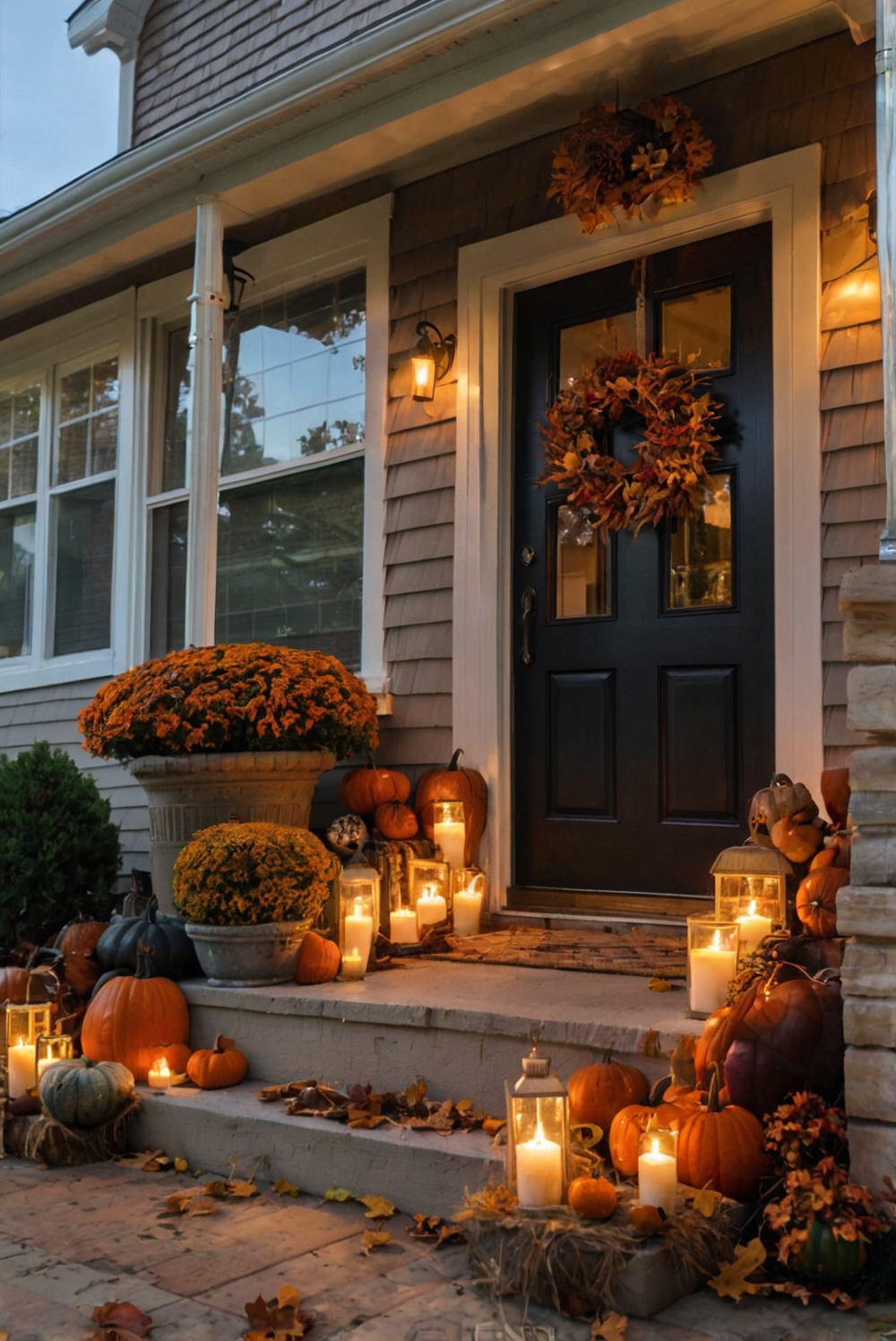 Fall porch decorations, Fall porch wreath, Autumn porch decor, Outdoor fall wreaths, Rustic fall porch decor