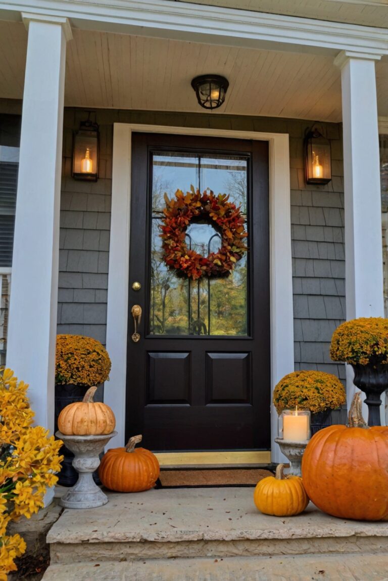 Fall front porch decor, Fall outdoor decor, Autumn porch decorations, Seasonal porch decor, Festive porch decorating