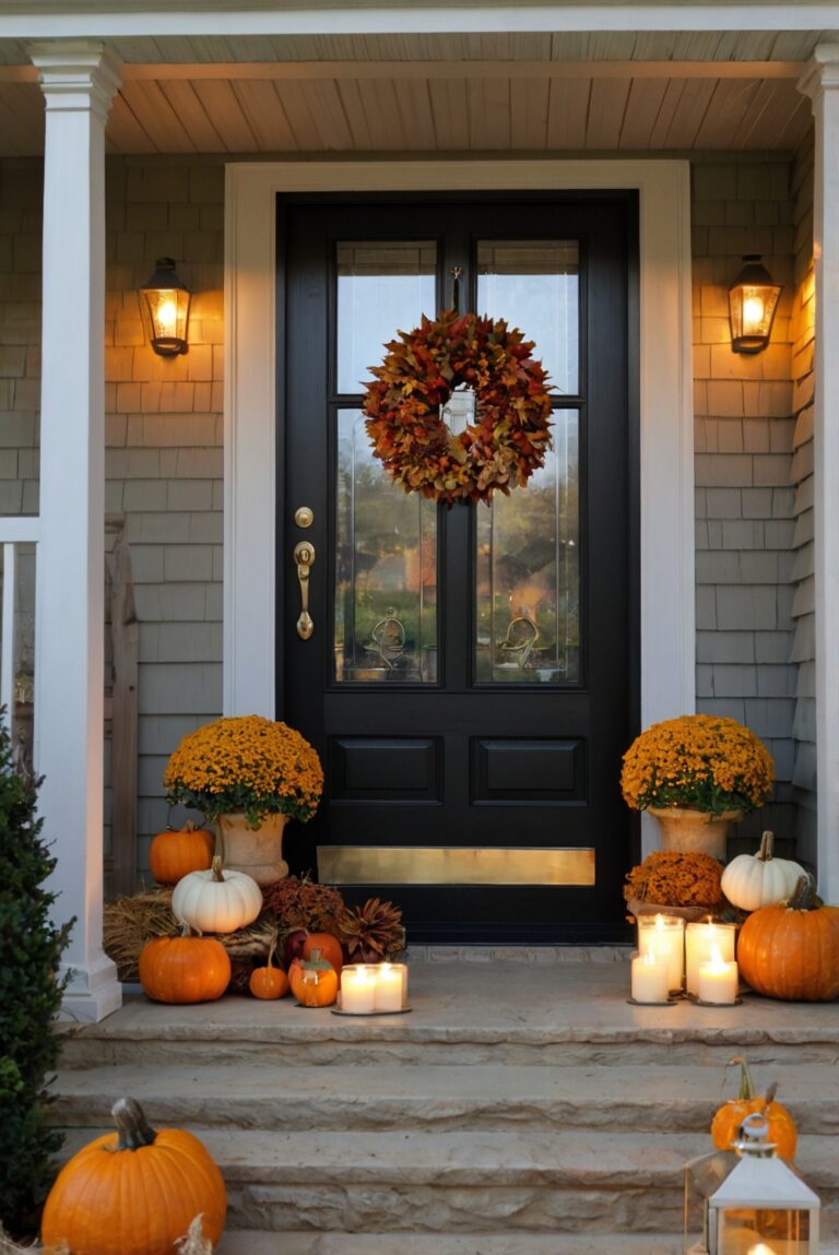 1. Fall porch decorations, Outdoor fall decor, Decorate front porch, Seasonal porch decorations, Cozy autumn decor