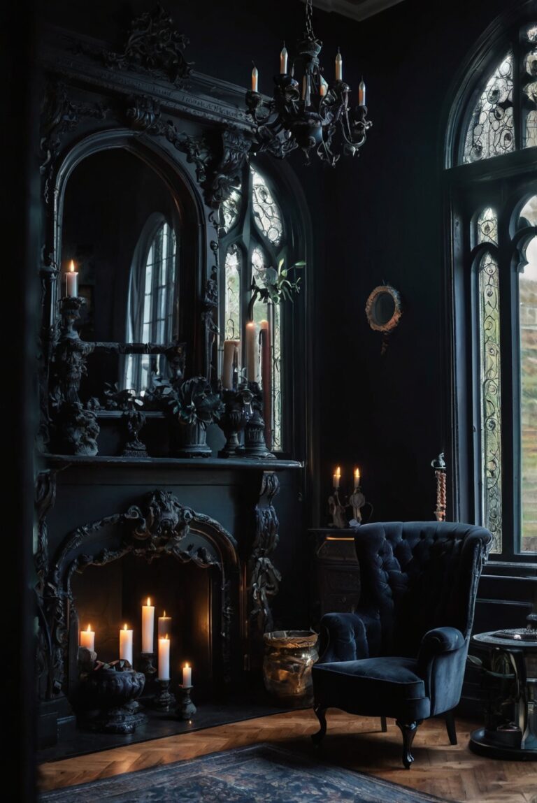 gothic home accessories, dark home decor, gothic interior design, gothic home trends, gothic home furnishings, bold home decor