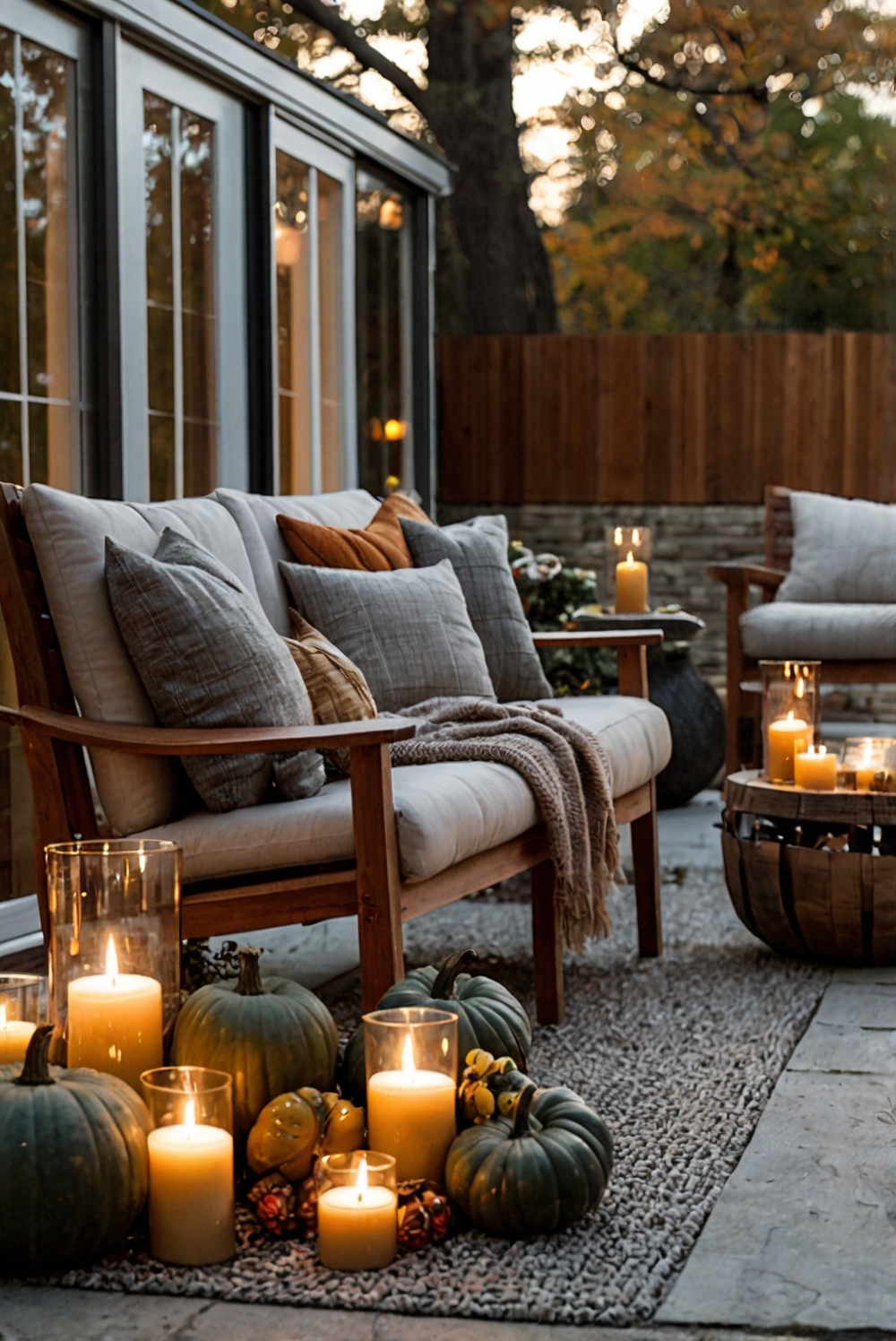 Thanksgiving decor, Fall outdoor decor, Autumn outdoor decorating, Cozy outdoor space, Welcoming fall ideas