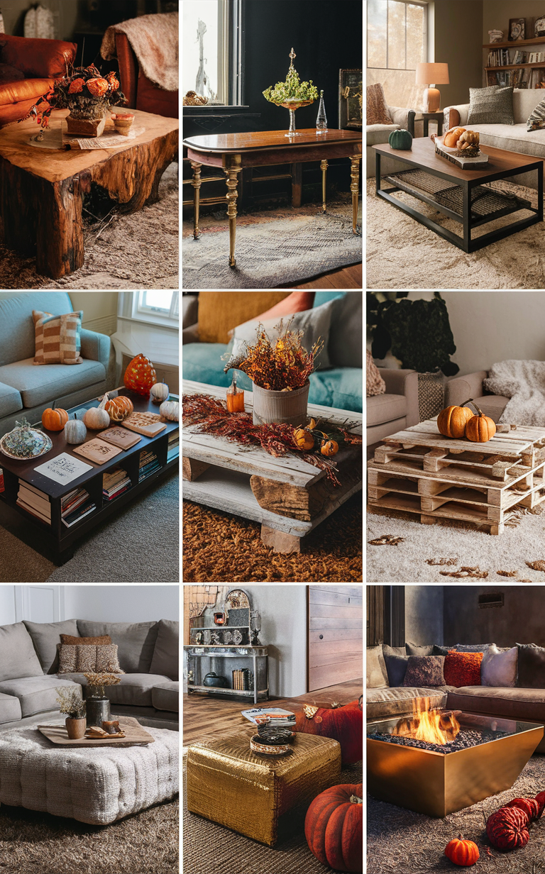 Coffee table decor, Home decor ideas, Living room accents, Interior styling, Seasonal decorations