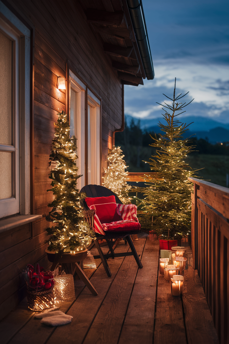 balcony lighting, holiday balcony decor, Xmas balcony lights, festive balcony lighting, outdoor Christmas lights