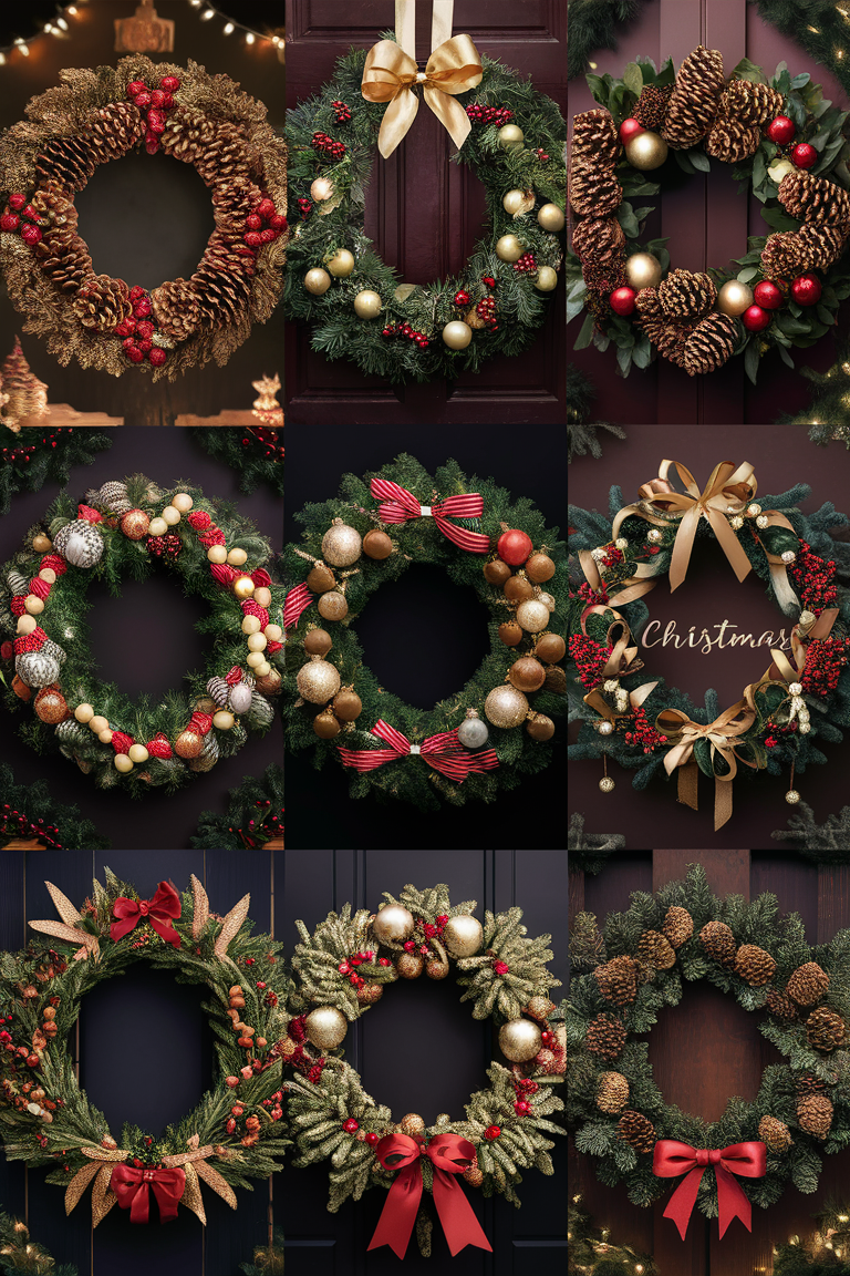 Christmas wreaths, holiday decorations, front door decor, festive wreaths, seasonal home accents