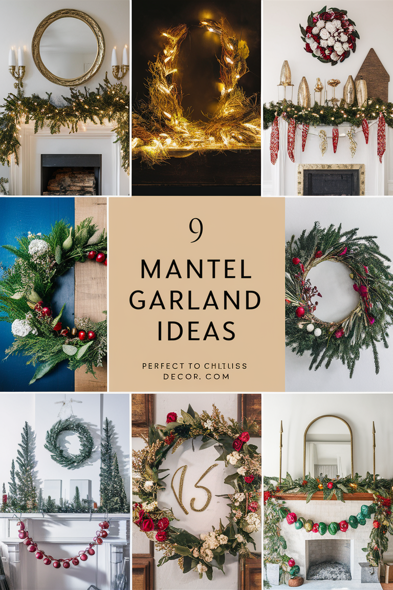 mantel garland decorations, elegant holiday garland, festive fireplace garland, winter mantle decor, Christmas mantle garland