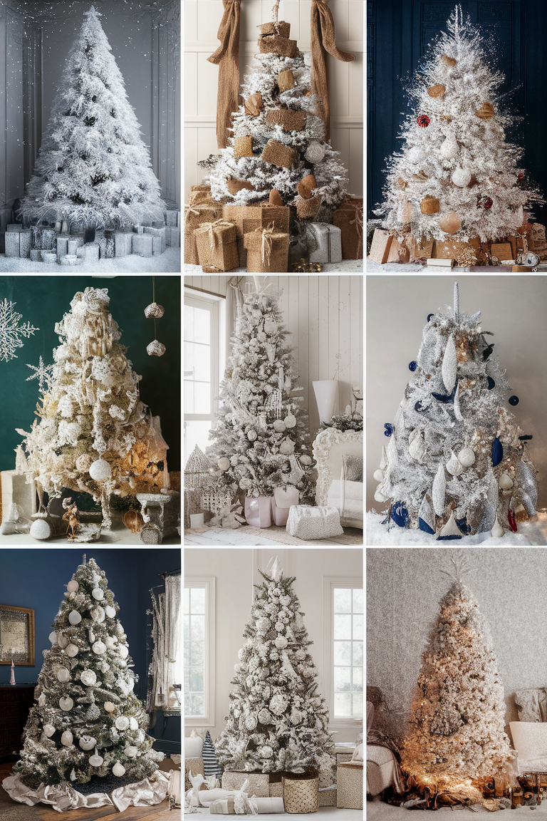 White Christmas tree, Christmas tree decorations, Christmas tree ideas, Sparkling Christmas tree, Elegant Christmas tree