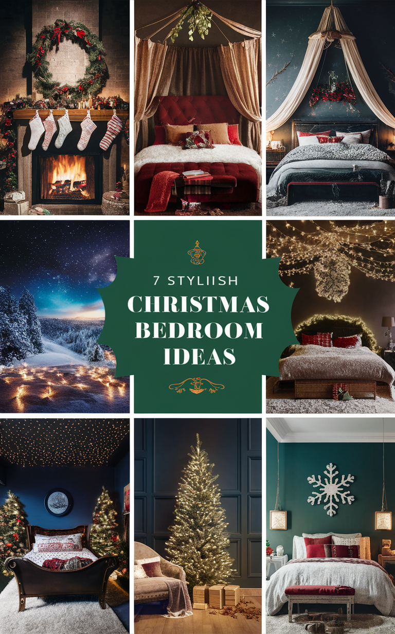 Christmas bedroom decorations, holiday bedroom decor ideas, festive bedroom decorating, stylish winter bedroom designs, cozy holiday bedroom theme