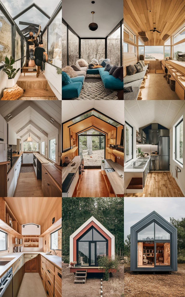 tiny home interior design, small house decor, minimalist living, micro home ideas, space-saving solutions