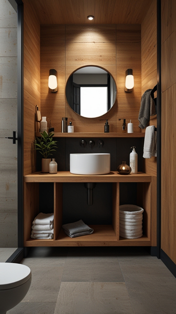 Compact Japandi ,Bathroom Interior for ,Small Spaces