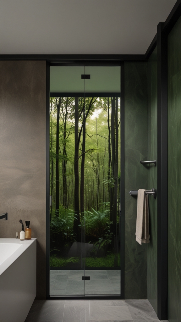 Sliding Doors ,in Japandi Bathroom Interior