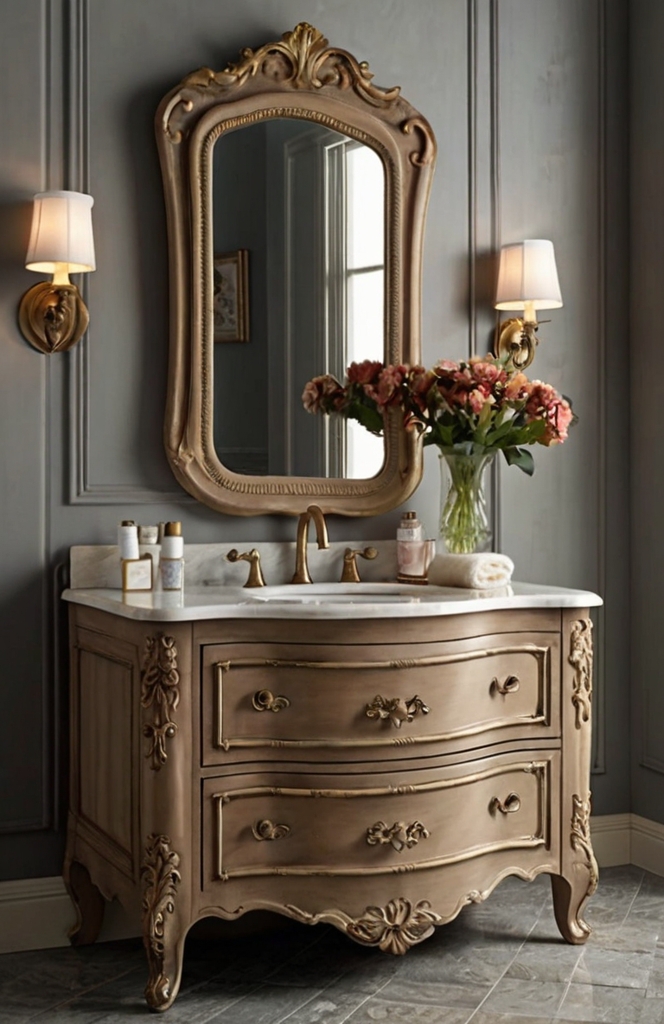 Vanities in French Country Bathrooms 