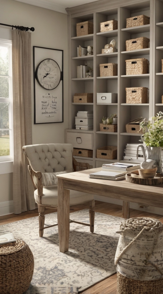 Vintage barn door, farmhouse office remodel, rustic workspace